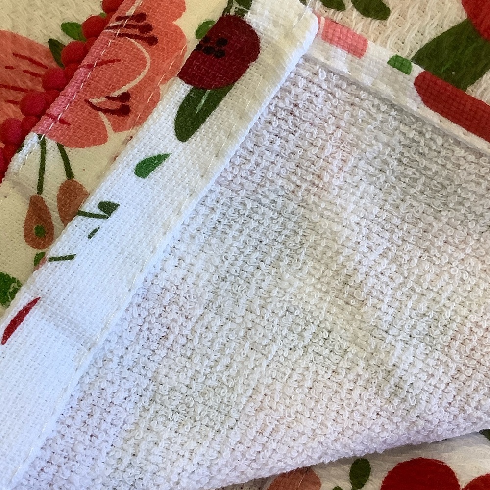 Valentine's Day Hearts Floral Colordrift Kitchen Towels NWT set of 2 cotton - Picture 12 of 16